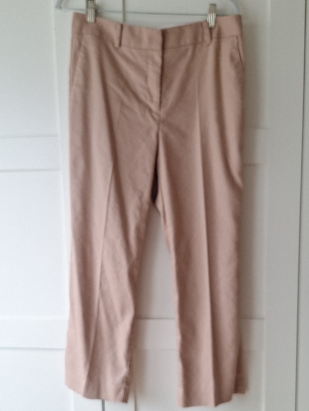 Ann Taylor Tailored Straight-Leg Trousers — Beige/Tan Color